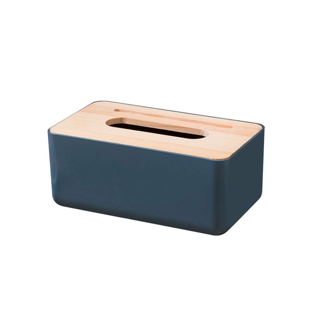 Wooden Tissue Box Cover - Nordic Style Home Decor for Living Room & Coffee Table, Creative Drawer Paper Holder with Pump Dispenser, Storage Organizer (Blue/Red/Yellow) - Perfect for Modern Homes, Office Desks & Gift Giving