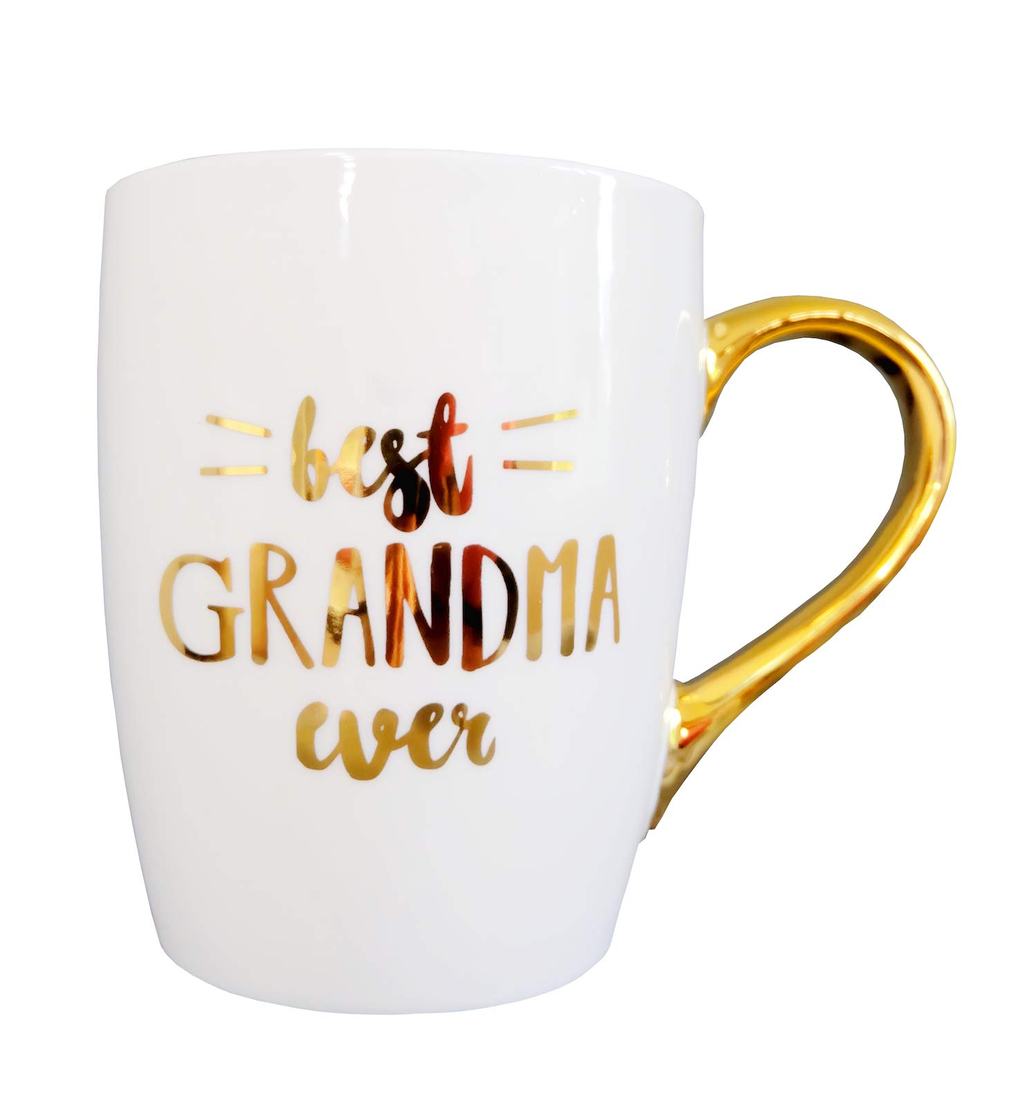 Best Grandma Ever Ceramic Coffee Mug with Gold Handle - Inspirational Gift for Mother's Day, Christmas, Birthday - Perfect for Mom, Aunt & Women - Ideal for Tea, Coffee & Hot Drinks at Home or Office