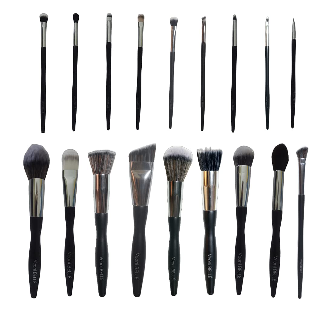 Veoni Belle Professional Makeup Brush Set - Flat Concealer Brush, Eyeshadow Blending Brush & Flat Brush with Soft Bristles | Perfect for Foundation, Contouring & Eye Makeup Application | Ideal for Daily Use, Professional Makeup Artists & Beauty Enthusiasts