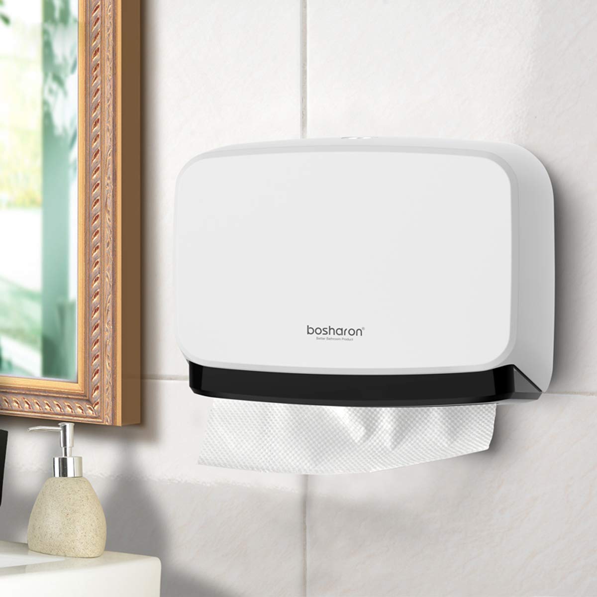 Wall Mounted Paper Towel Dispenser - Heavy Duty Z-Fold Commercial Tissue Holder for Bathroom & Kitchen - White - Ideal for Restaurants, Offices, and Home Use