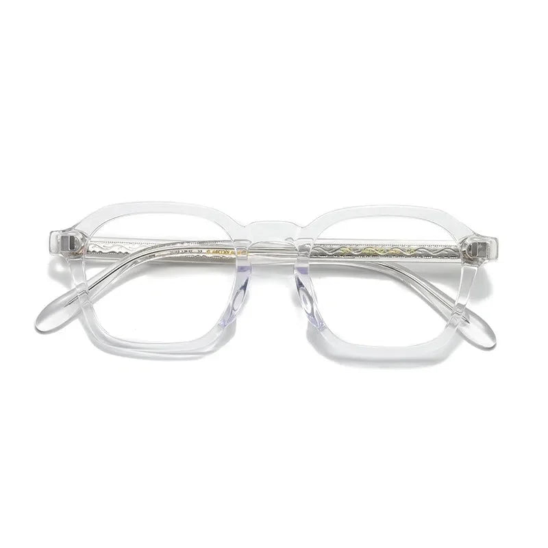 Aror Men's Full Rim Polygon Square Acetate Eyeglasses Frame 19531 - Stylish Retro Glasses for Work, Reading & Fashion Accessories