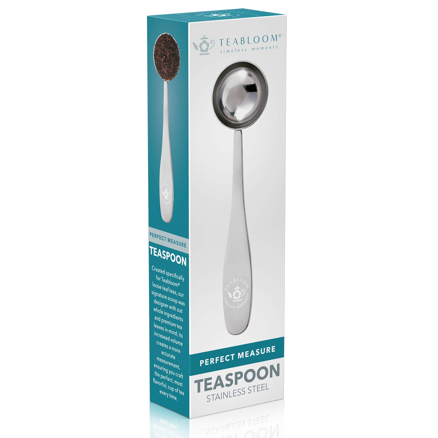 Teabloom Perfect Measure Loose Leaf Tea Spoon - Premium Stainless Steel Tea Scoop for Tea Lovers - Ideal for Brewing Black, Green & Herbal Teas at Home or Office