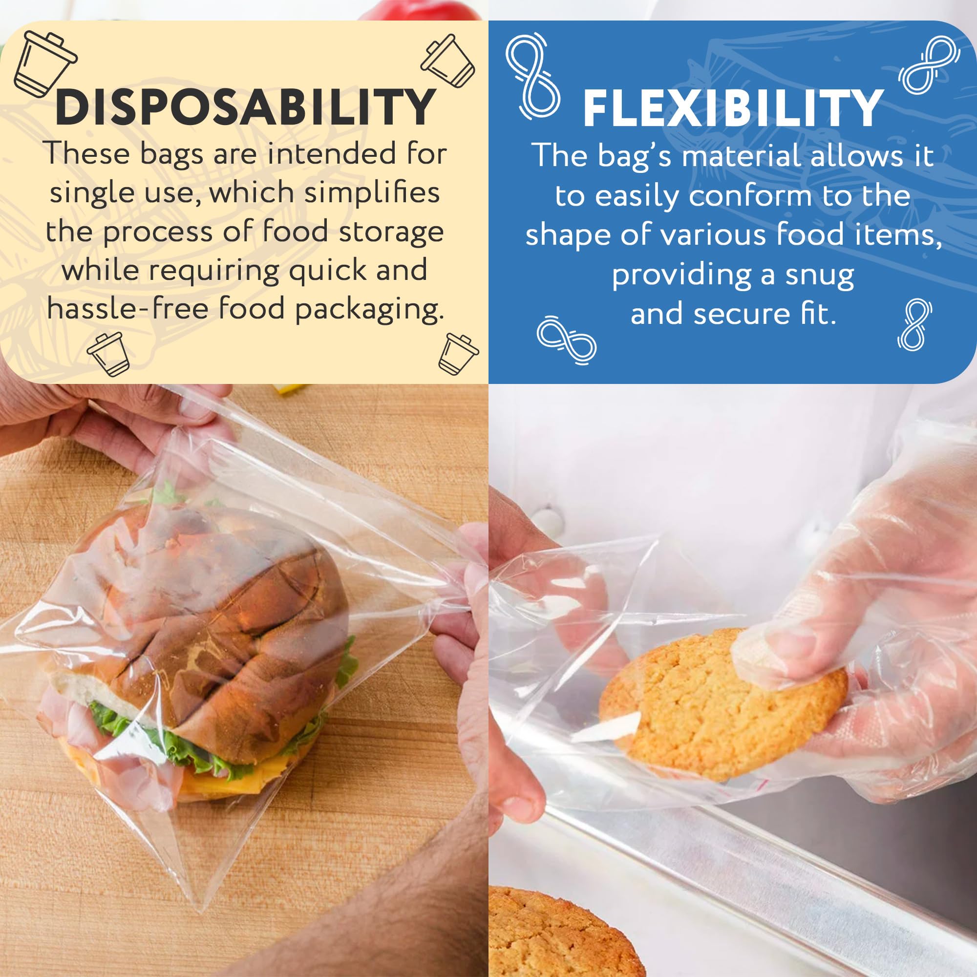 APQ Fold Top Sandwich Bags - 6.5 x 7 Inch, Pack of 2000 Clear Plastic Snack Baggies | 0.5 Mil Polyethylene Food Storage Bags | Bulk Sandwich Bags for School Lunches, Picnics & Meal Prep