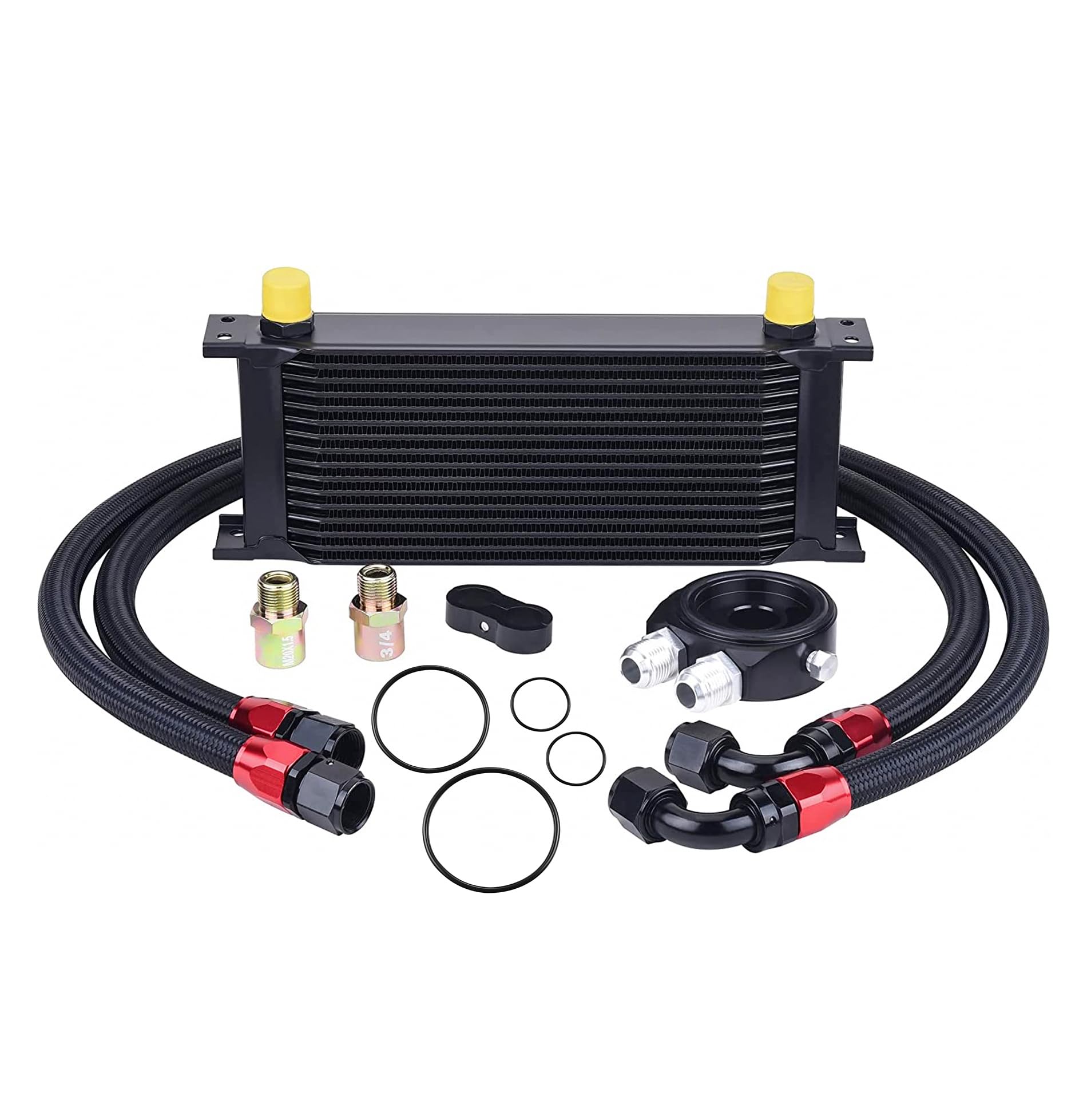 EVIL ENERGY 16 Row Oil Cooler Kit - Universal Aluminum Black Transmission & Engine Cooler with 10AN Fittings - Perfect for High-Performance Cars, Racing & Off-Road Vehicles