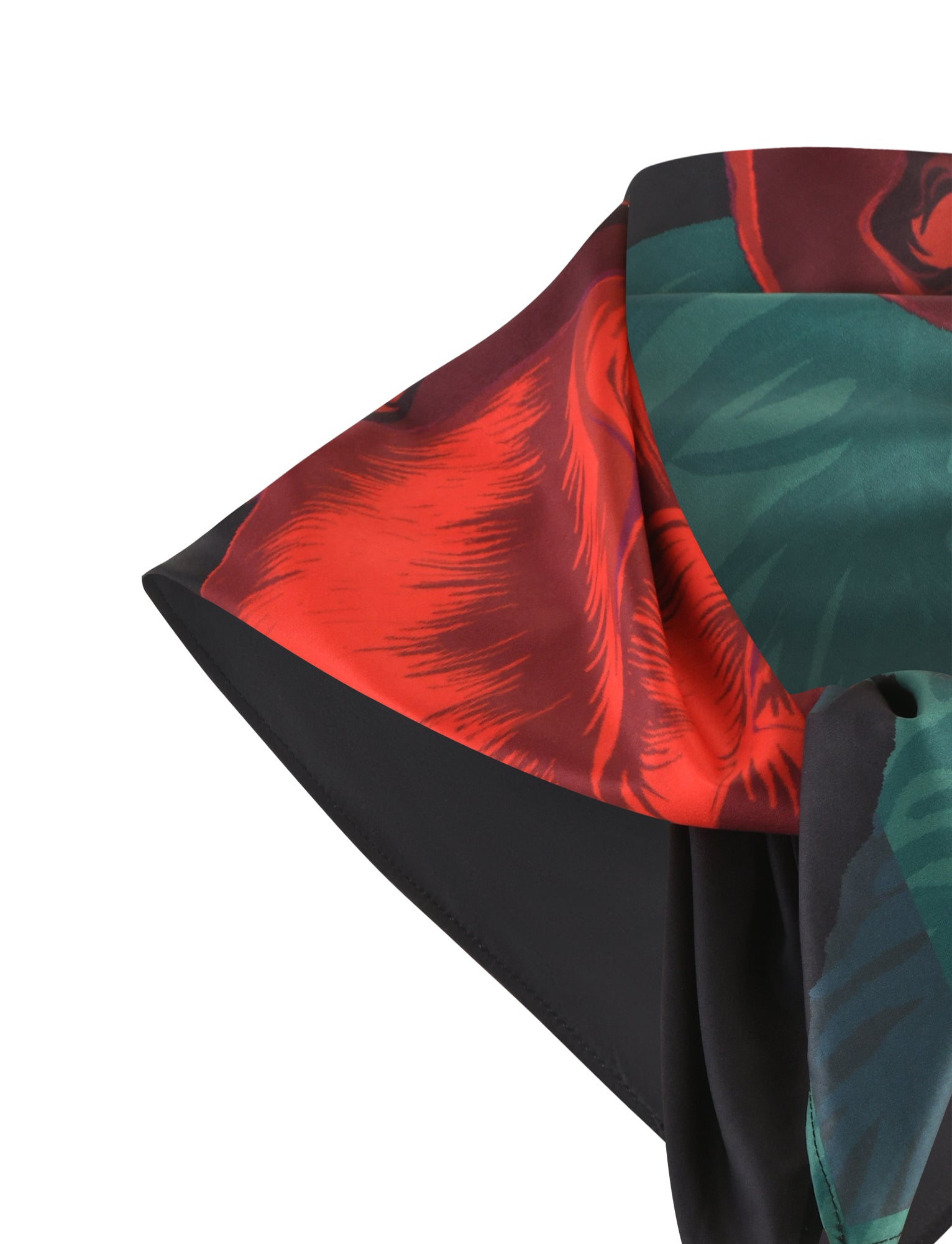 JOZIE SCARF - Black Macro Rose & Red Rose Pattern - Soft Winter Fashion Accessory for Women - Perfect for Cold Weather, Office, and Special Occasions
