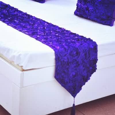 ZUUNA Red Roses Bed Runner - Elegant Lace Rose Bed Tail Towel for Wedding, Home, Hotel & Bedroom Decor - Perfect for Romantic Decorations, Bridal Showers & Luxury Bedding Accents