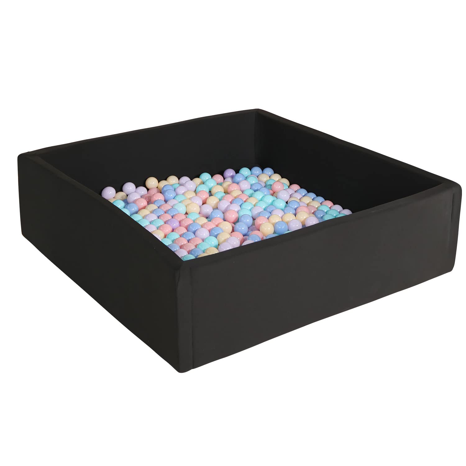 Extra Large Foam Ball Pit for Toddlers & Kids - Square Soft Ball Pool Playpen | Safe Indoor/Outdoor Play Toy | Perfect Birthday Gift for Boys & Girls (Black) - Great for Playrooms, Daycares & Backyard Fun