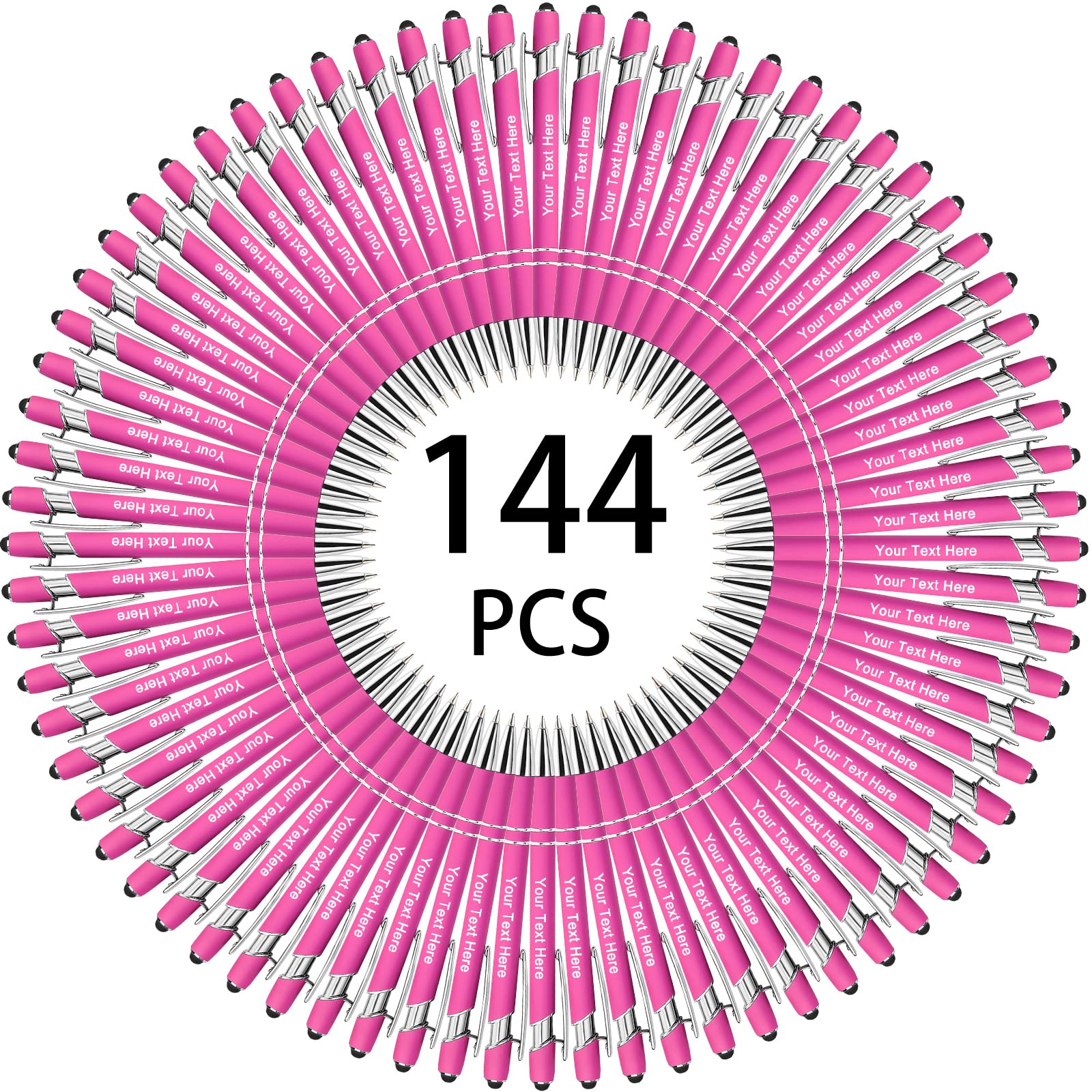 500 Bulk Personalized Pens - Custom Engraved Retractable Ballpoint Pens with Stylus Tip, Multi-Color Housing & Black Ink - Perfect for Business Writing, Graduation Gifts, Journaling, Signatures & Office Use