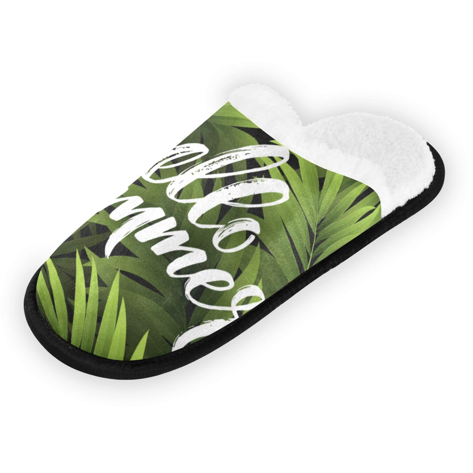 ALAZA Summer Palm Leaf Slippers - Non-Slip Indoor/Outdoor House Shoes for Men & Women - Comfortable Spa, Hotel, Travel & Home Use - Jungle Green Design