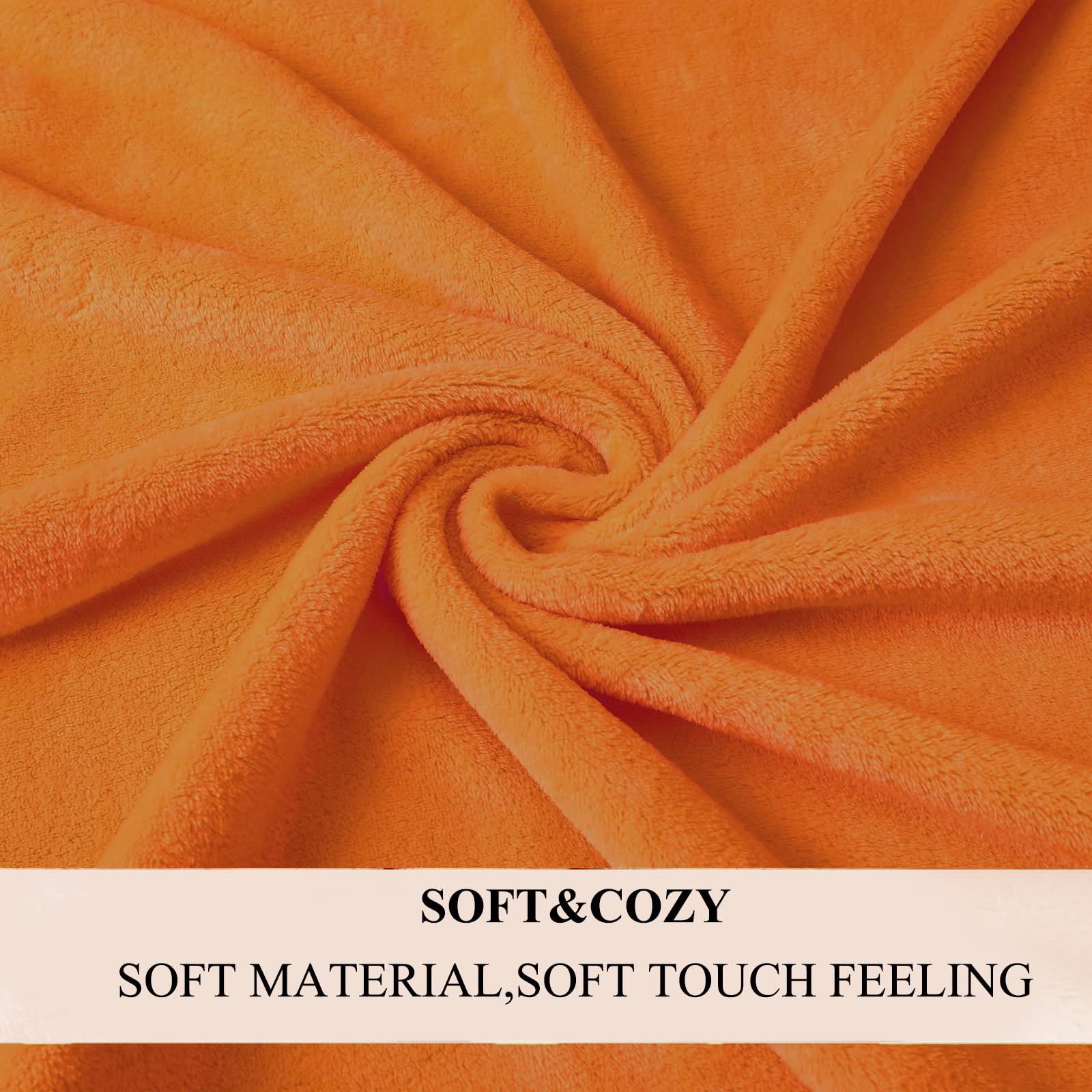 JIAHANNHA Orange Fleece Throw Blanket 60x80 Inches - Ultra Soft Plush Blanket for Couch, Sofa & Bed | Warm Velvet Bedding for Adults | Perfect for Lounging, Movie Nights & Winter Comfort