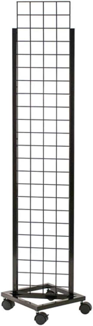Only Hangers Gridwall Tower Unit with Casters - 1'X6' Black Display Stand for Retail Stores, Boutiques & Trade Shows - Heavy Duty Clothing Rack with Wheels for Easy Mobility