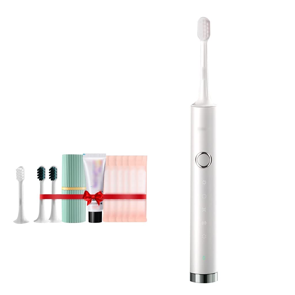 BBFQL Rechargeable Electric Toothbrush for Adults - Smart Sonic Toothbrush with Soft Bristles, White (24.9 x 2.6cm) - Perfect for Travel, Home & Daily Oral Care