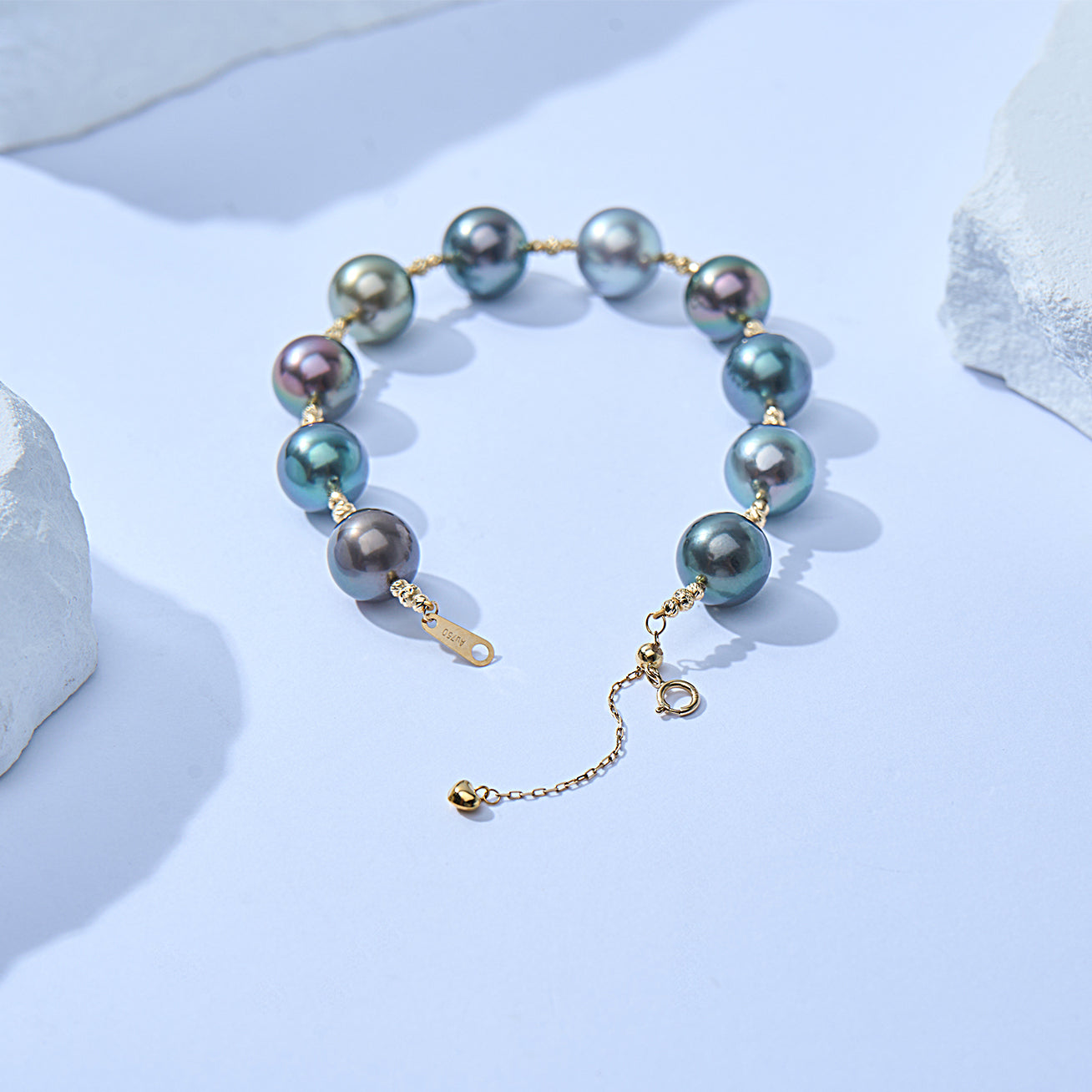 18K Solid Gold Tahitian Pearl Bracelet for Women - Elegant Pearl Jewelry Gift for Anniversary, Birthday & Special Occasions | KB00055