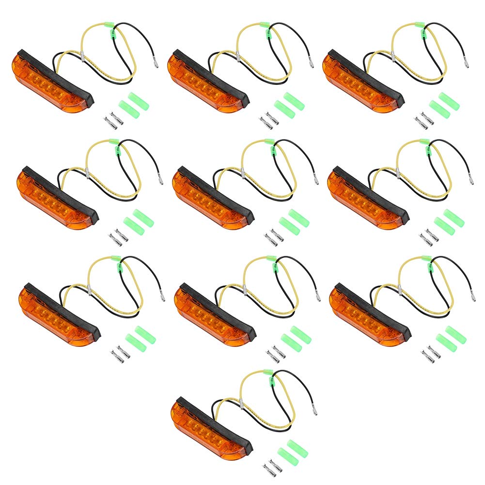 10Pcs 6 LED Yellow Car Truck Side Marker Lights - Clearance Lamps & Parking Lights for Enhanced Vehicle Visibility - Perfect for Night Driving, Off-Roading & Safety Enhancement