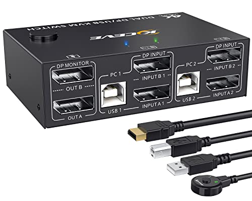 DP KVM Switch 2 Monitors 2 Computers