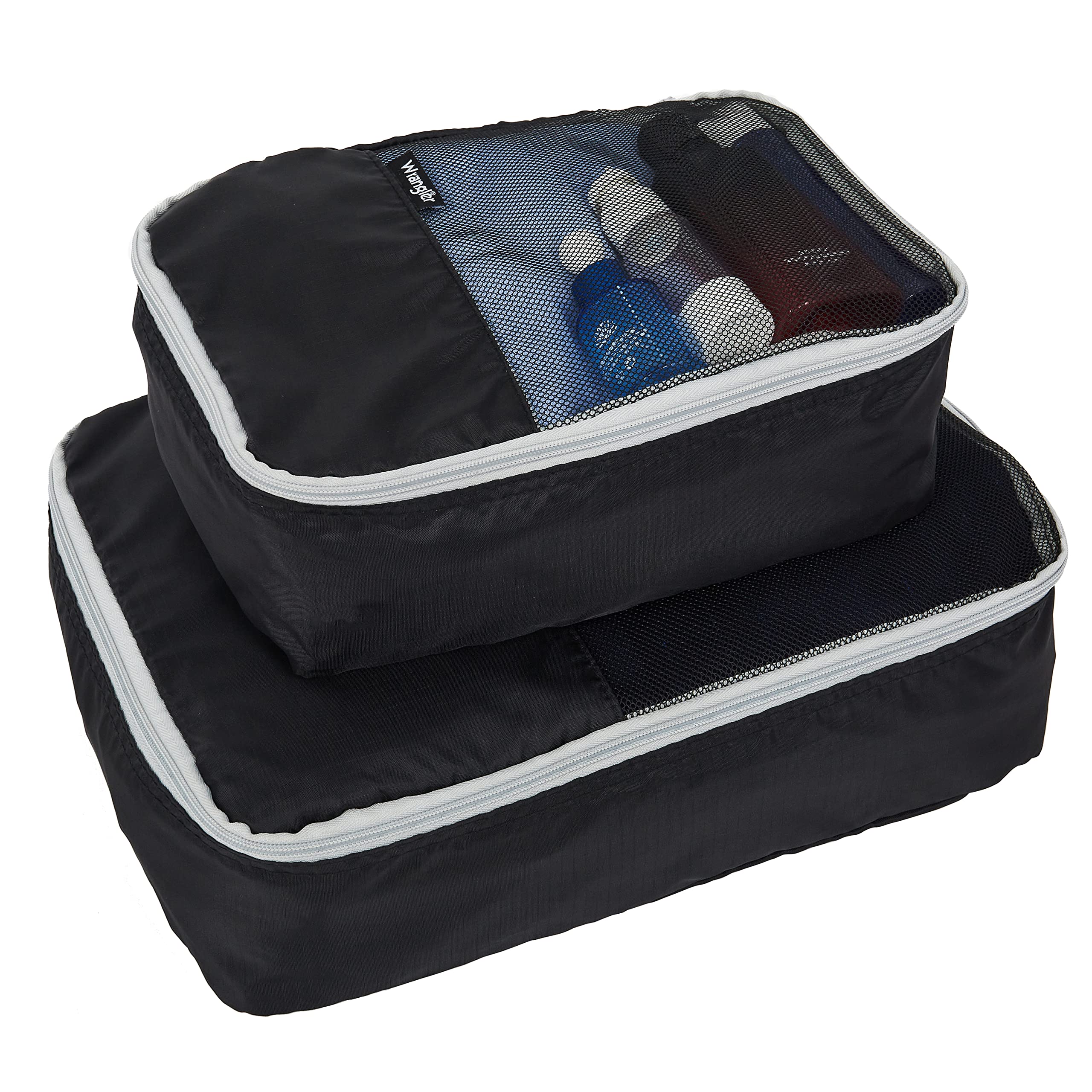 Wrangler Miami 5-Piece Black Luggage & Packing Cubes Set - Perfect for Travel Organization, Suitcase Compartment Dividers, Carry-on Packing Accessories