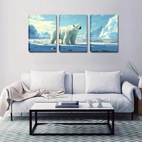 3-Piece Giant Polar Bear Wall Art Set - Framed Canvas 60x90cm | High Quality Print | 100% Australian Made | Ready to Hang | Perfect for Living Room, Bedroom & Office Decor