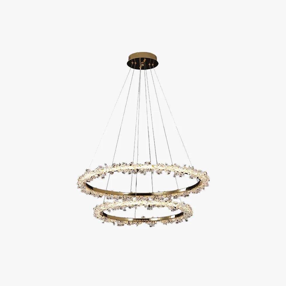 Crystal Beaded Modern Pendant Light Fixture - Elegant Ring Design for Dining Room, Kitchen Island & Bedroom Lighting