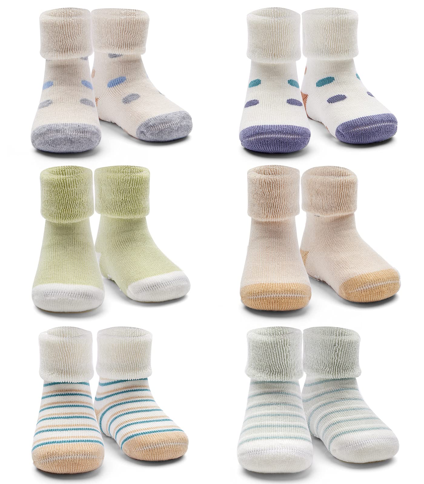 Non-Slip Baby Socks for Boys & Girls - Warm Winter Terry Socks with Anti-Skid Grips - Perfect for Crawling, Playtime and Cold Weather Protection