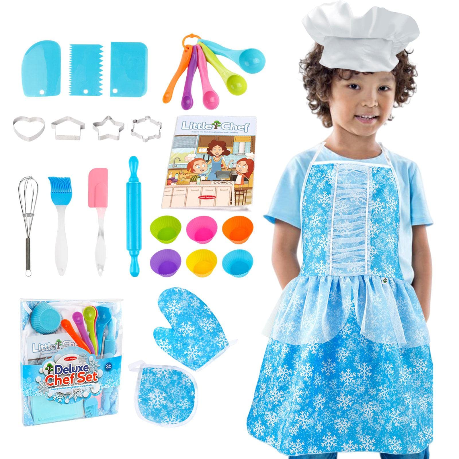 Cyhamse 48-Piece Kids Cooking & Baking Set with Cookie Cutters, Apron & Utensils - Perfect Baking Gift for Girls & Boys - Fun Kitchen Playset for Pretend Play, Birthday Parties & Family Cooking Time