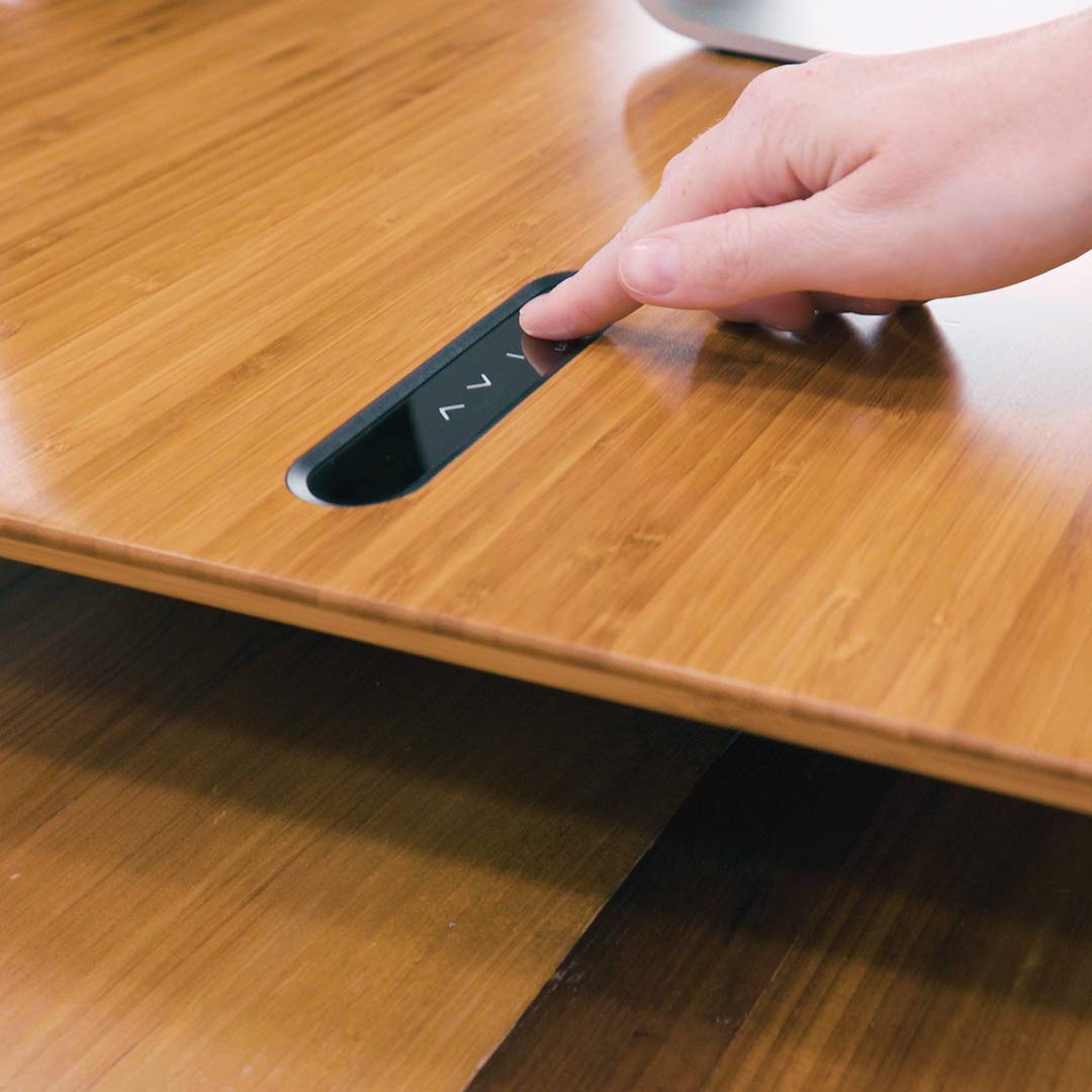Uplift E7 Electric Standing Desk Converter - Black Base, Natural Rubberwood for Home Office