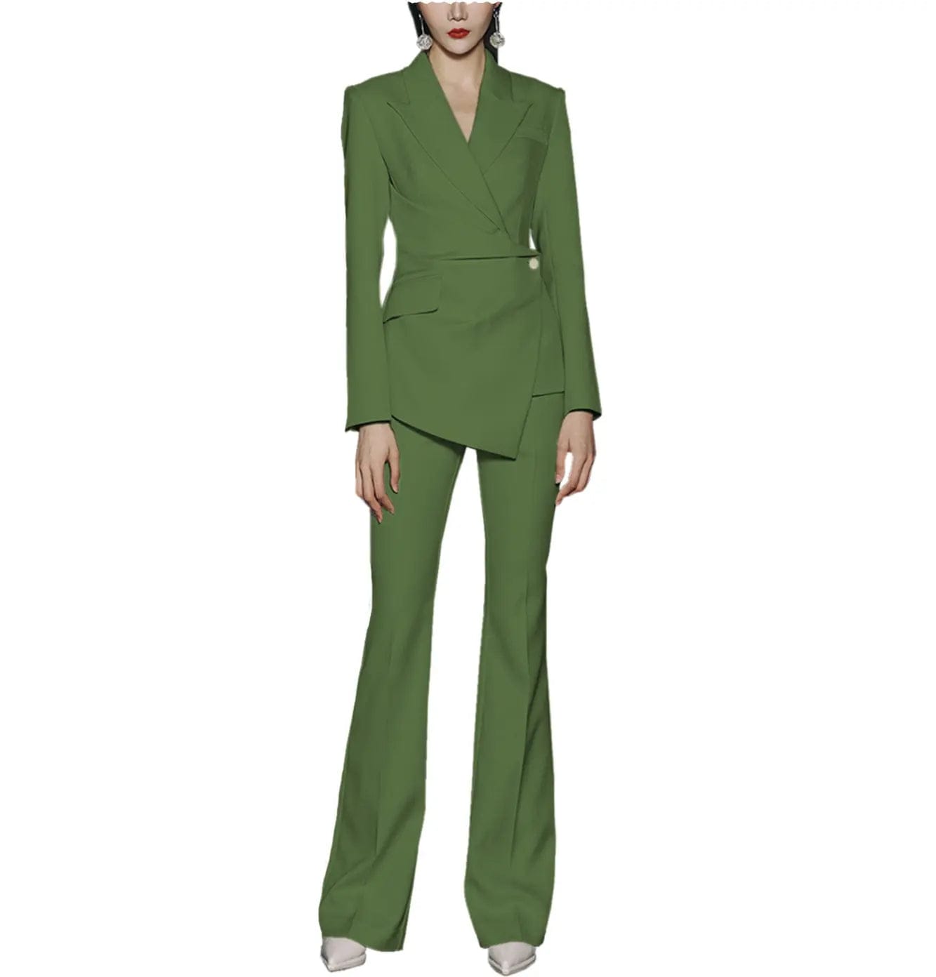 Stylish Women's Single Button Peak Lapel Blazer Suit Set (Jacket & Pants) - Perfect for Office Wear, Business Meetings & Formal Events