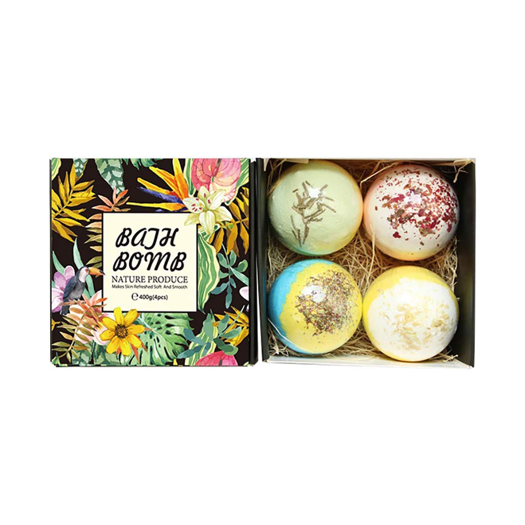 YXWLLN Essential Oil Bubble Bath Balls - 4 Pack Dried Flower Gift Set for Relaxing Bath & Spa | Perfect for Self-Care, Romantic Gifts & Bathroom Decor