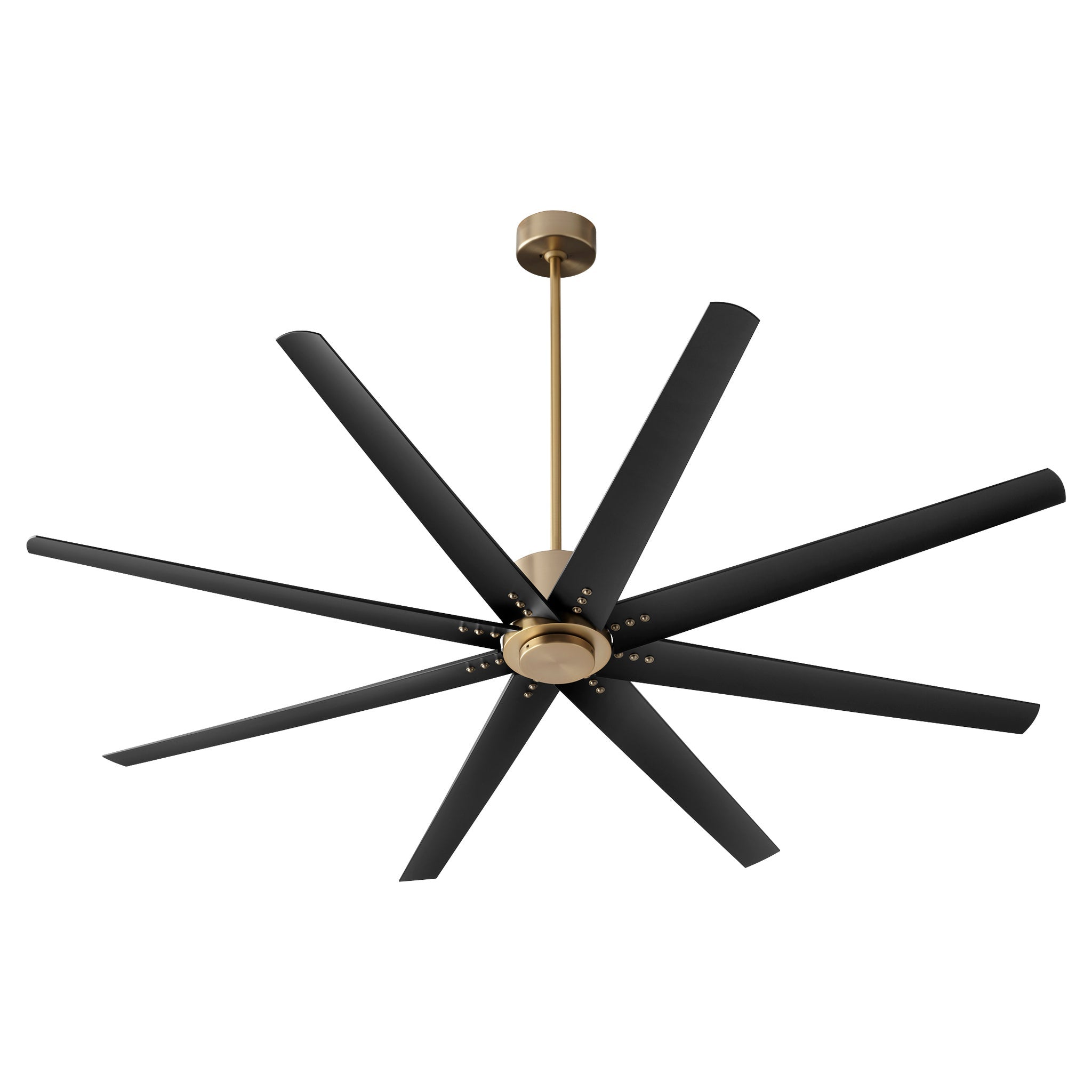 Oxygen FLEET 3 108 40 Ceiling Fan with Remote Control - 72 Inch 8 Blade Large Industrial Fan in Aged Brass & Matte Black - Perfect for Living Room, Bedroom, and Outdoor Patio