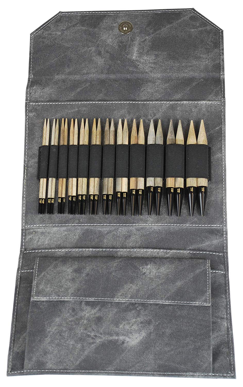 Lykke Indigo Driftwood Interchangeable Knitting Needle Set - Premium Wooden Crochet Hooks with Denim Pouch - Perfect for Knitting, Crocheting, and DIY Craft Projects at Home or On-The-Go