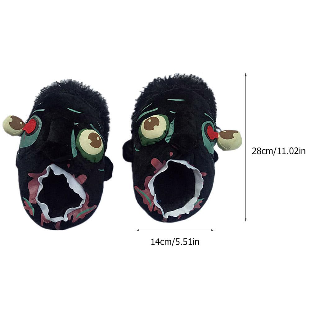 BESPORTBLE Funny Zombie Slippers for Men - Halloween Cartoon Cotton House Shoes with Anti-Slip Sole - Perfect for Halloween Parties, Cosplay & Home Wear (Black)