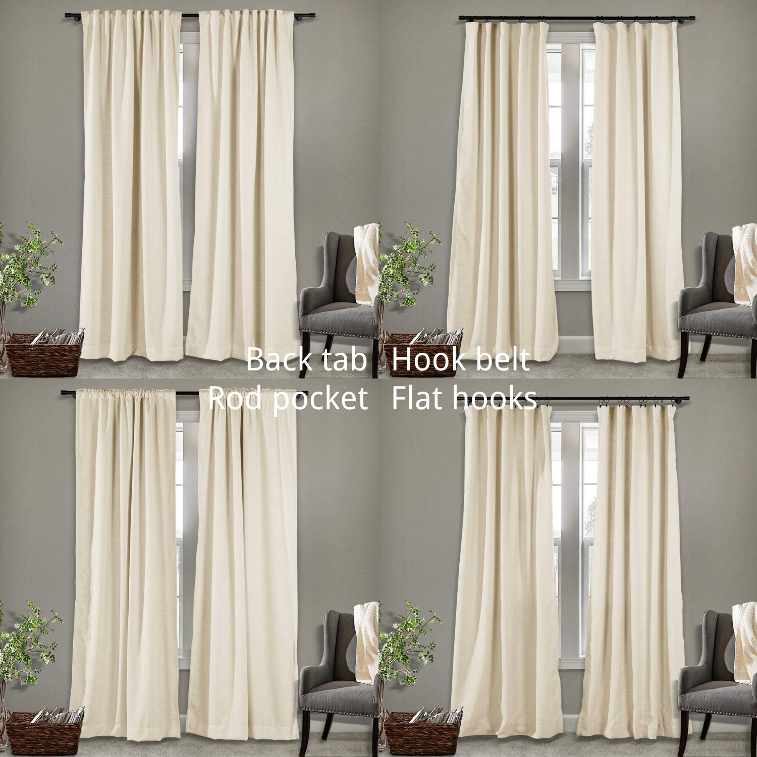 Frelement Breathable Faux Linen Blackout Curtains - Noise Reducing Thermal Insulated Drapes with 4-in-1 Header for Bedroom, Living Room & Office (52x96 Inches, Sand Beige) - Perfect for Light Control, Privacy & Energy Savings