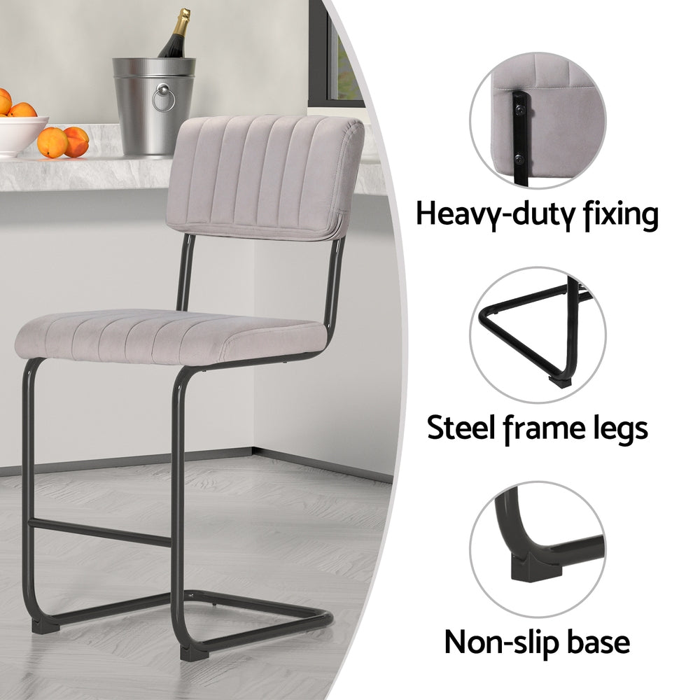 Velvet Upholstered Bar Stools Set of 2 - Modern Counter Height Swivel Stools for Kitchen Island, Breakfast Bar & Home Decor