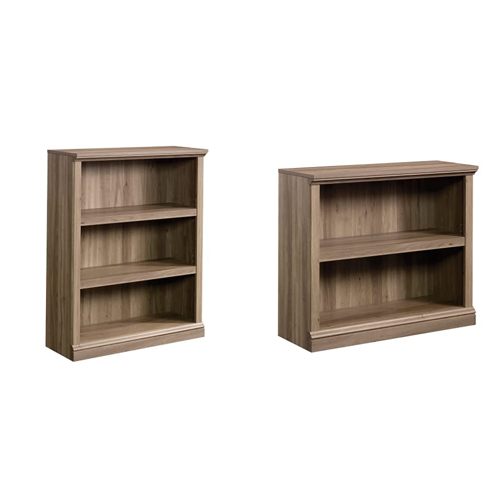 Sauder Select Collection 3-Shelf & 2-Shelf Bookcase Set in Salt Oak Finish - Stylish Storage for Home Office, Living Room, and Bedroom Organization