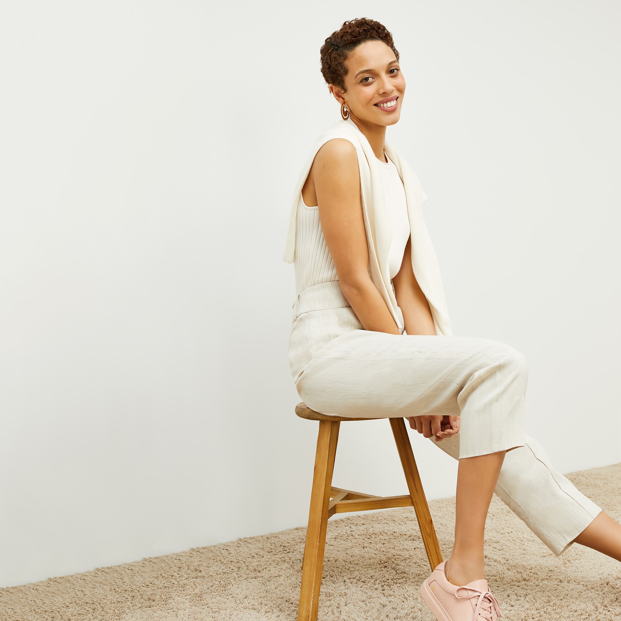 Chester Pant - Slubbed Stretch Linen Pants for Women | Natural Color | Comfortable Casual Wear for Office & Weekend Outings