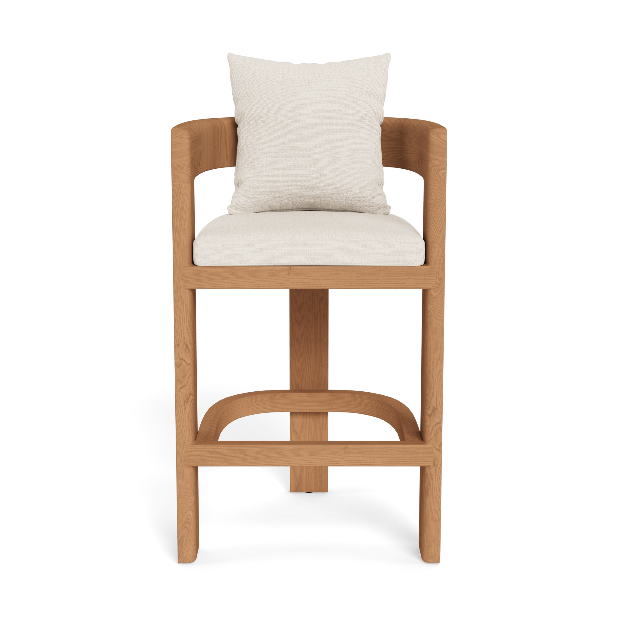 Victoria Teak Bar Stool - Solid Teak Wood Counter Height Stool with Backrest, Waterproof Cushion - Perfect for Kitchen Island, Breakfast Nook & Home Bar Decor