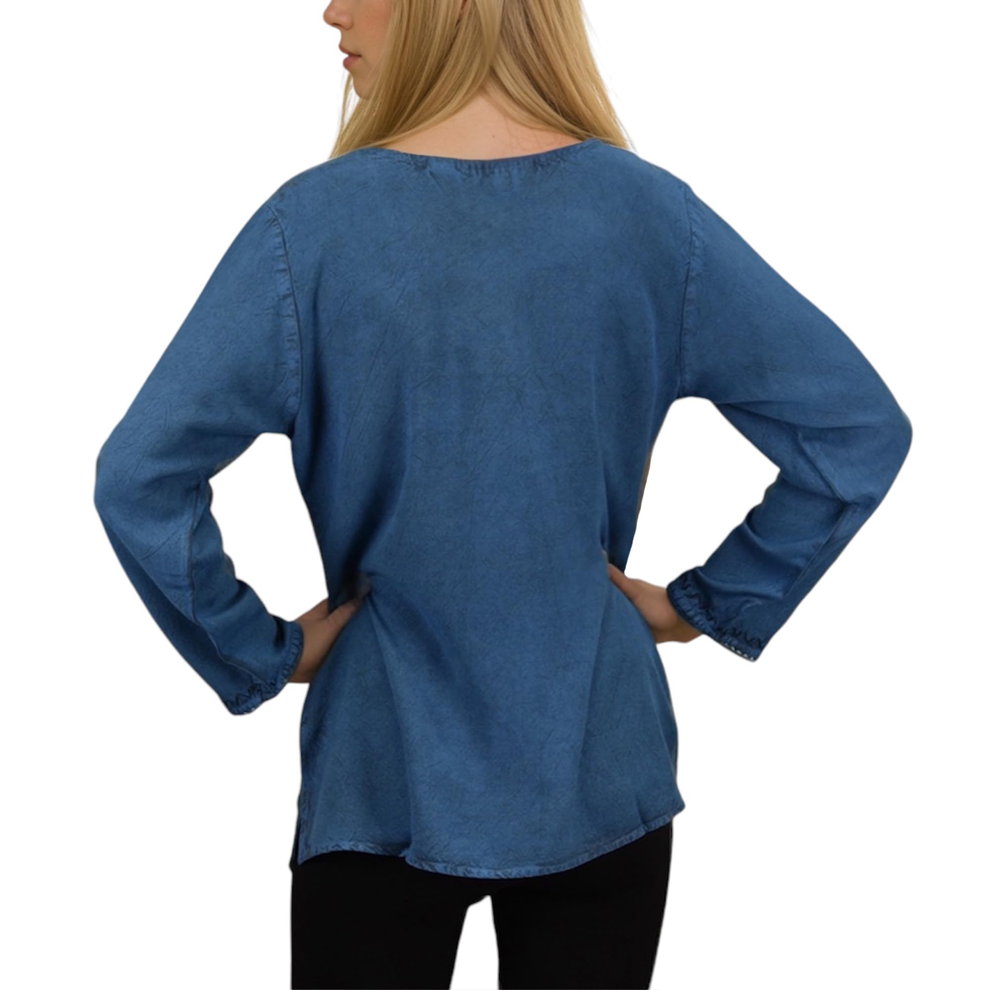 Agan Traders 2025 Spring Long Sleeve Embroidered Blouse - Medieval Bohemian Vintage Tunic Top for Women | Perfect for Renaissance Fairs, Boho Festivals & Casual Wear