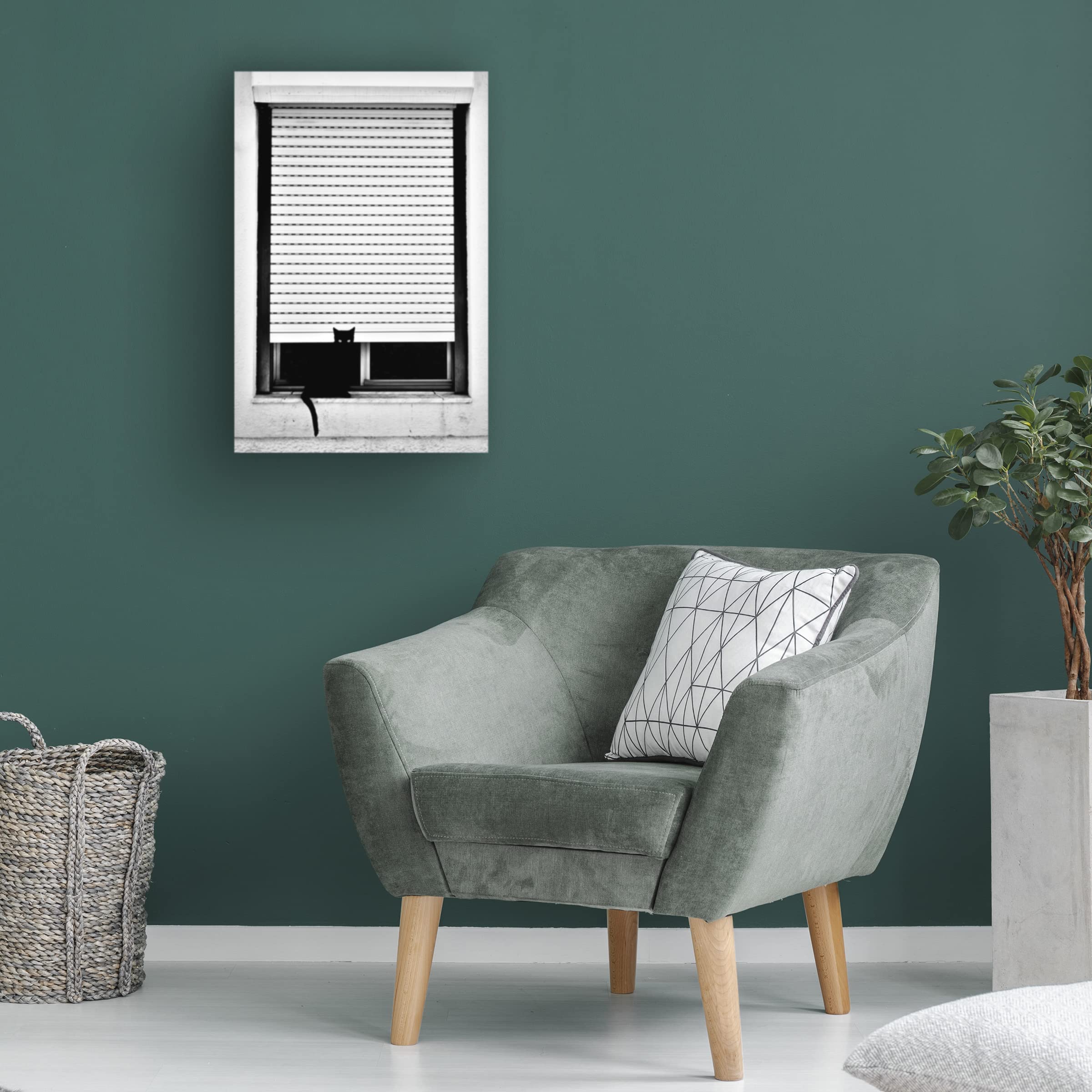 Trademark Fine Art 'Framed Black Cat' Canvas Wall Art by Florentinus Joseph - Elegant Home Decor for Living Room, Bedroom & Office