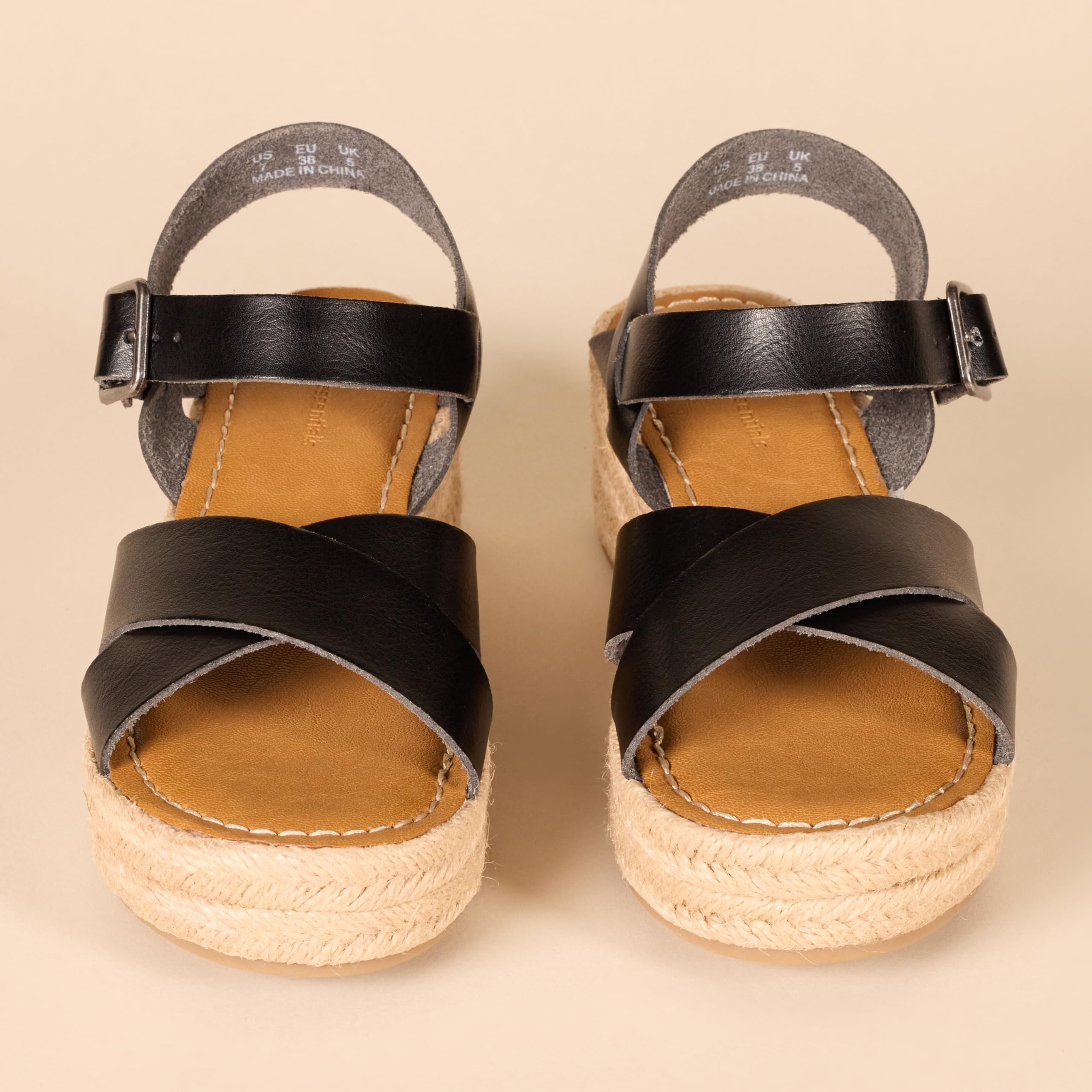 Amazon Essentials Women's Flatform Espadrille Sandals - Comfortable Summer Wedge Shoes for Beach, Vacation & Casual Outfits