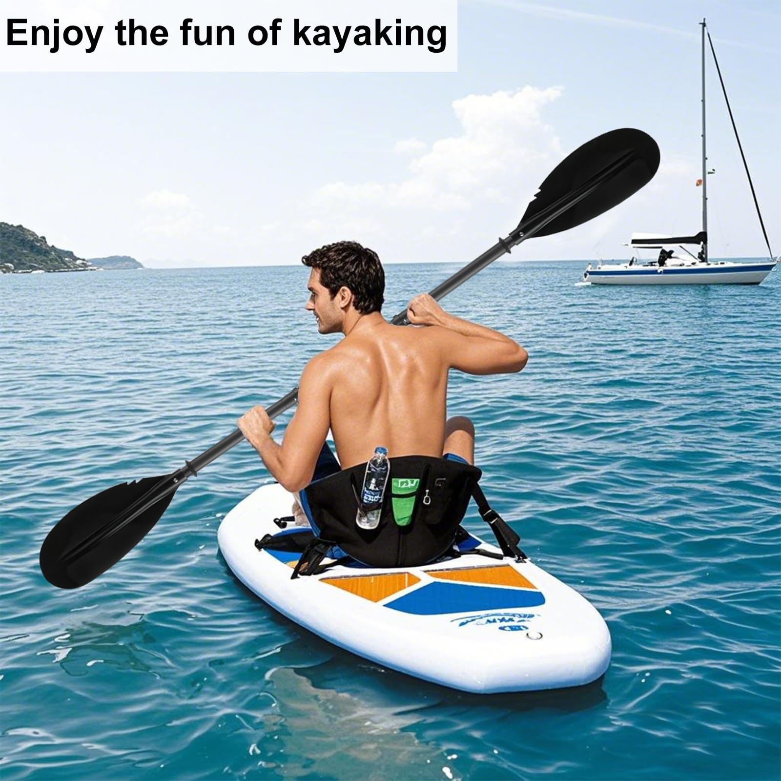 Adjustable Kayak Paddle 70-95 Inch Telescopic Canoe Oar - Durable Steel Shaft with Paddle Leash for Fishing & Recreational Kayaking - Perfect for Lakes, Rivers & Ocean Adventures