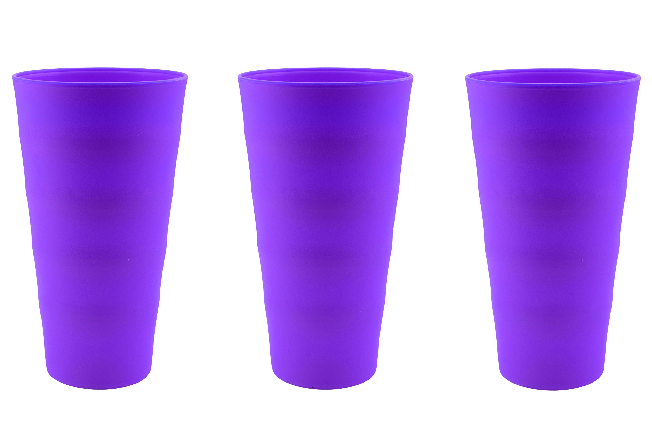 YBM 18oz Unbreakable Plastic Cups - Reusable Drinking Glasses for Kids & Adults, BPA-Free, Dishwasher Safe (Pack of 3, Purple) - Perfect for Parties, Picnics, and Outdoor Events