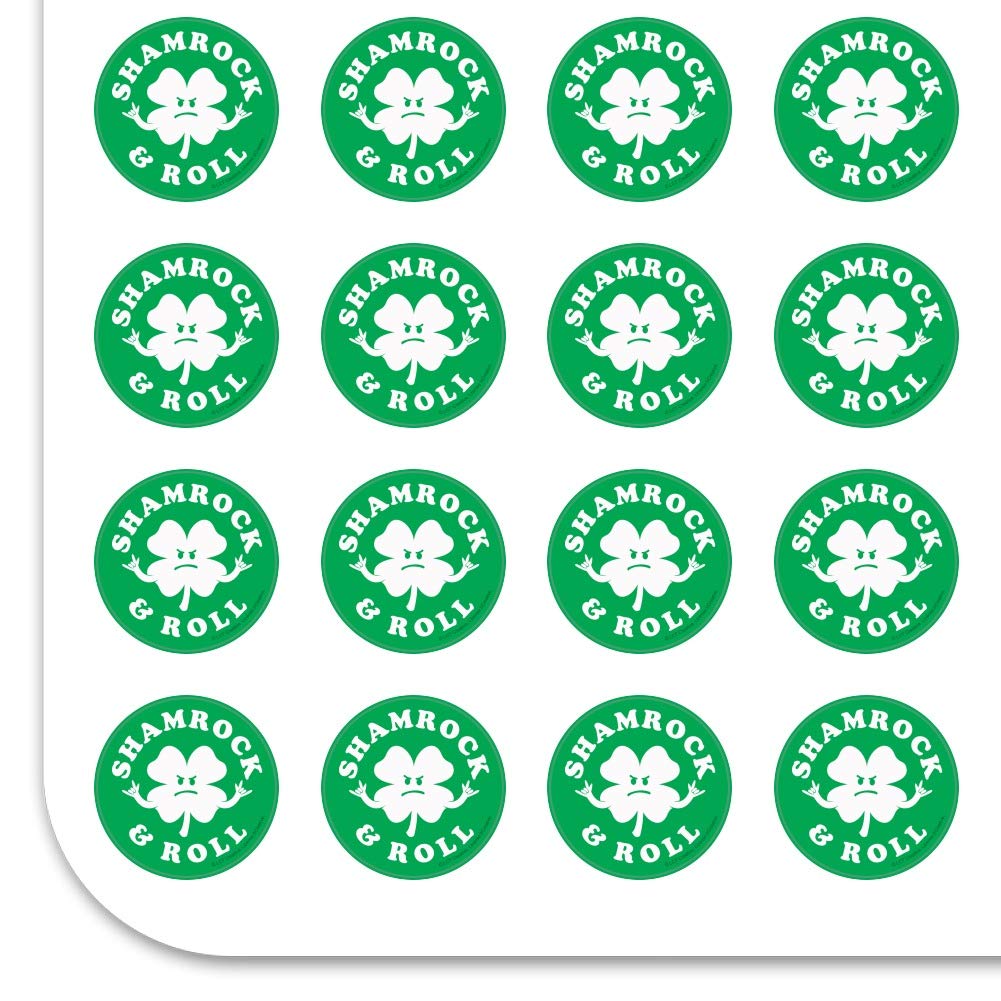 Shamrock and Roll Irish Rock Funny Stickers - Humorous Planner & Calendar Decals for Scrapbooking, Crafting, DIY Projects | Perfect for Bullet Journals, Gift Wrapping, Party Decorations