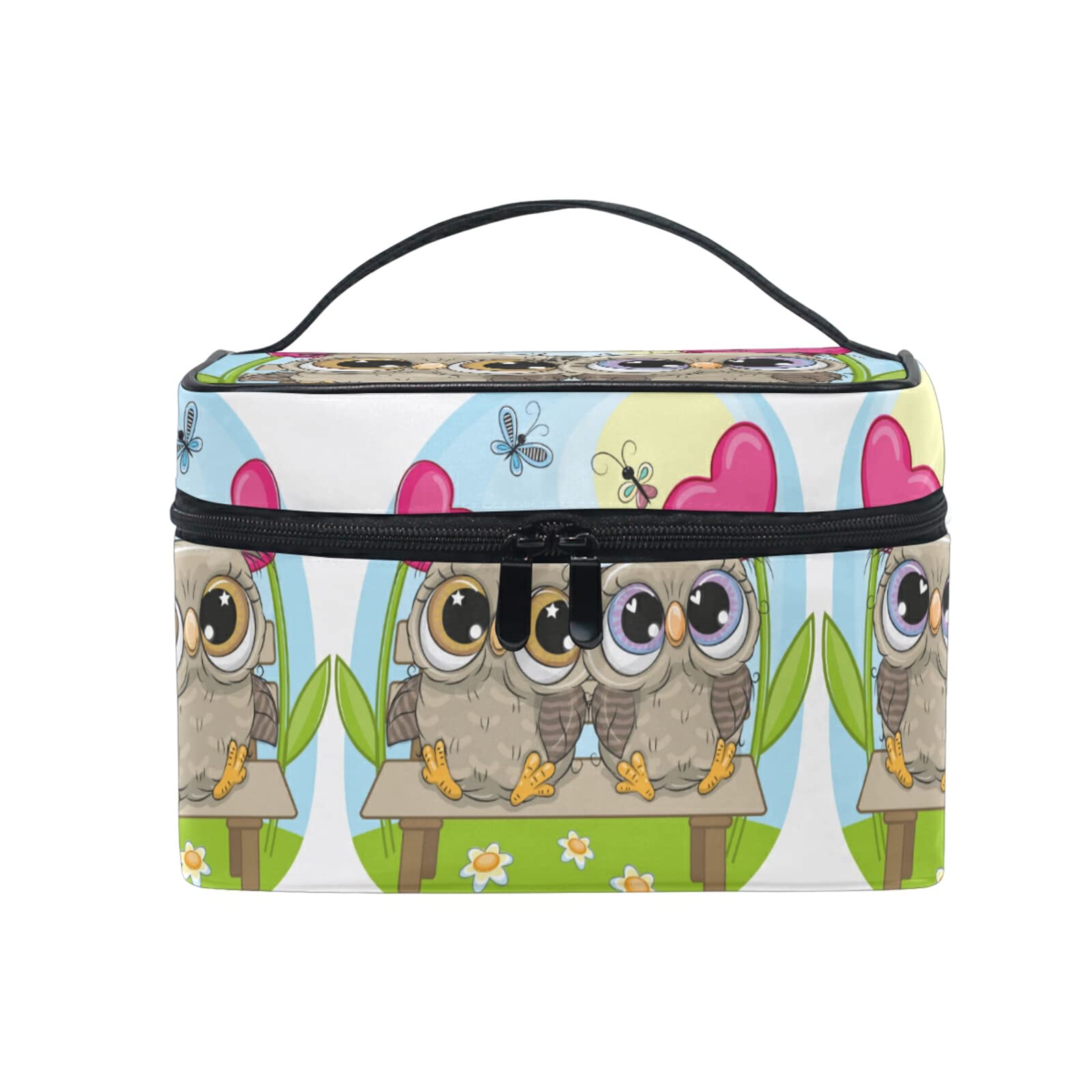 Cute Bird & Bee Themed Cosmetic Bag - Waterproof Makeup Organizer with Zipper for Women & Girls - Perfect for Travel, Gym, and Daily Essentials Storage