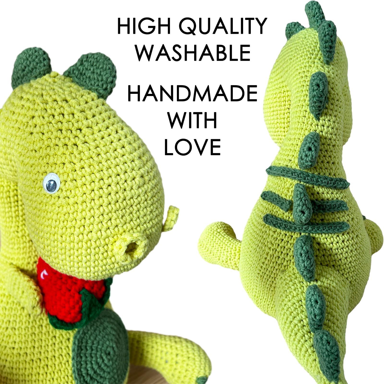 Handmade Crochet Dinosaur Doll - Emotional Support Gift for Birthday & Christmas - Party Decor