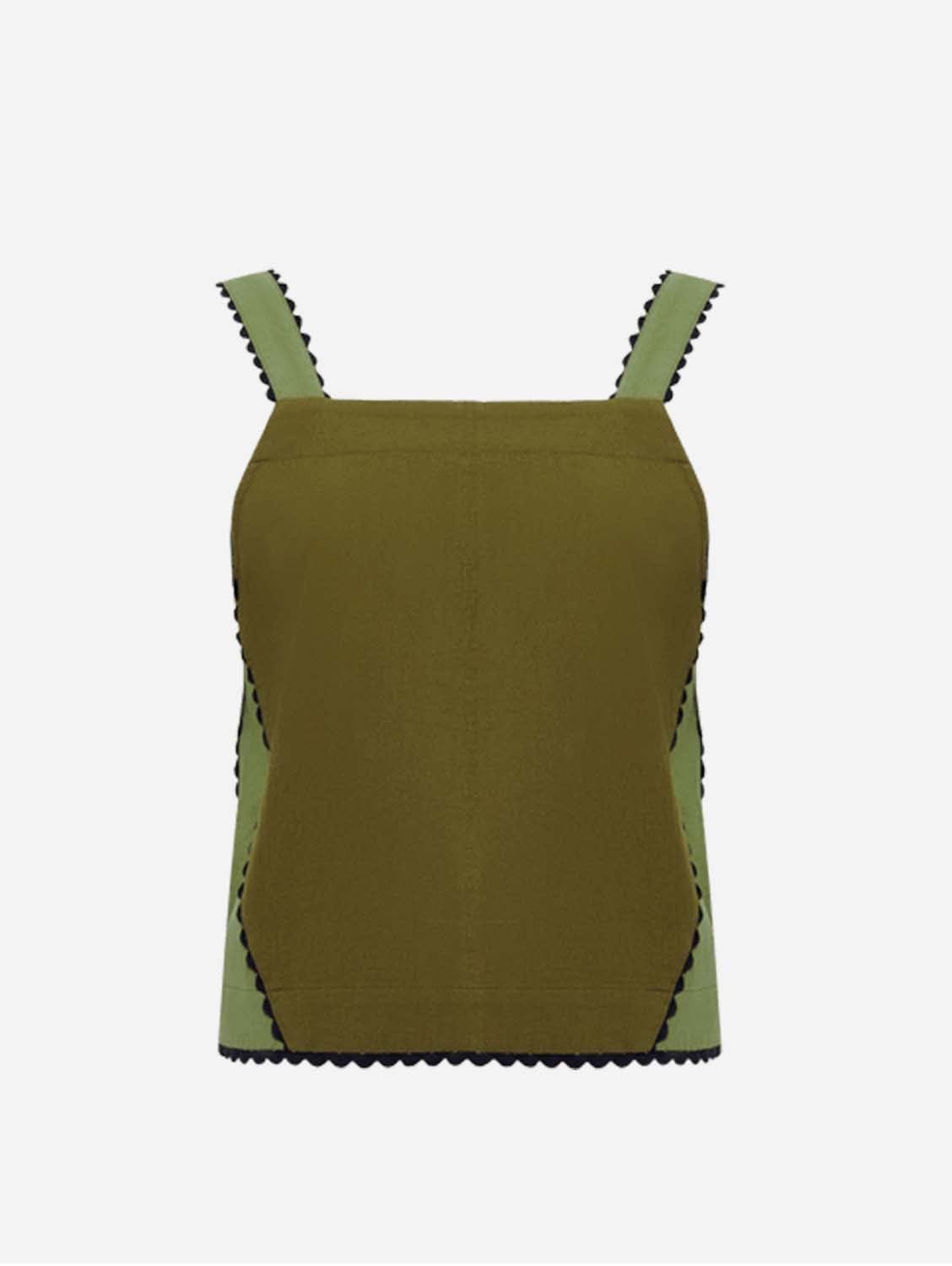 Organic Cotton Patchwork Top for Women - Eco-Friendly Green Blouse | Casual Wear, Boho Style, Summer Outfits & Travel Fashion