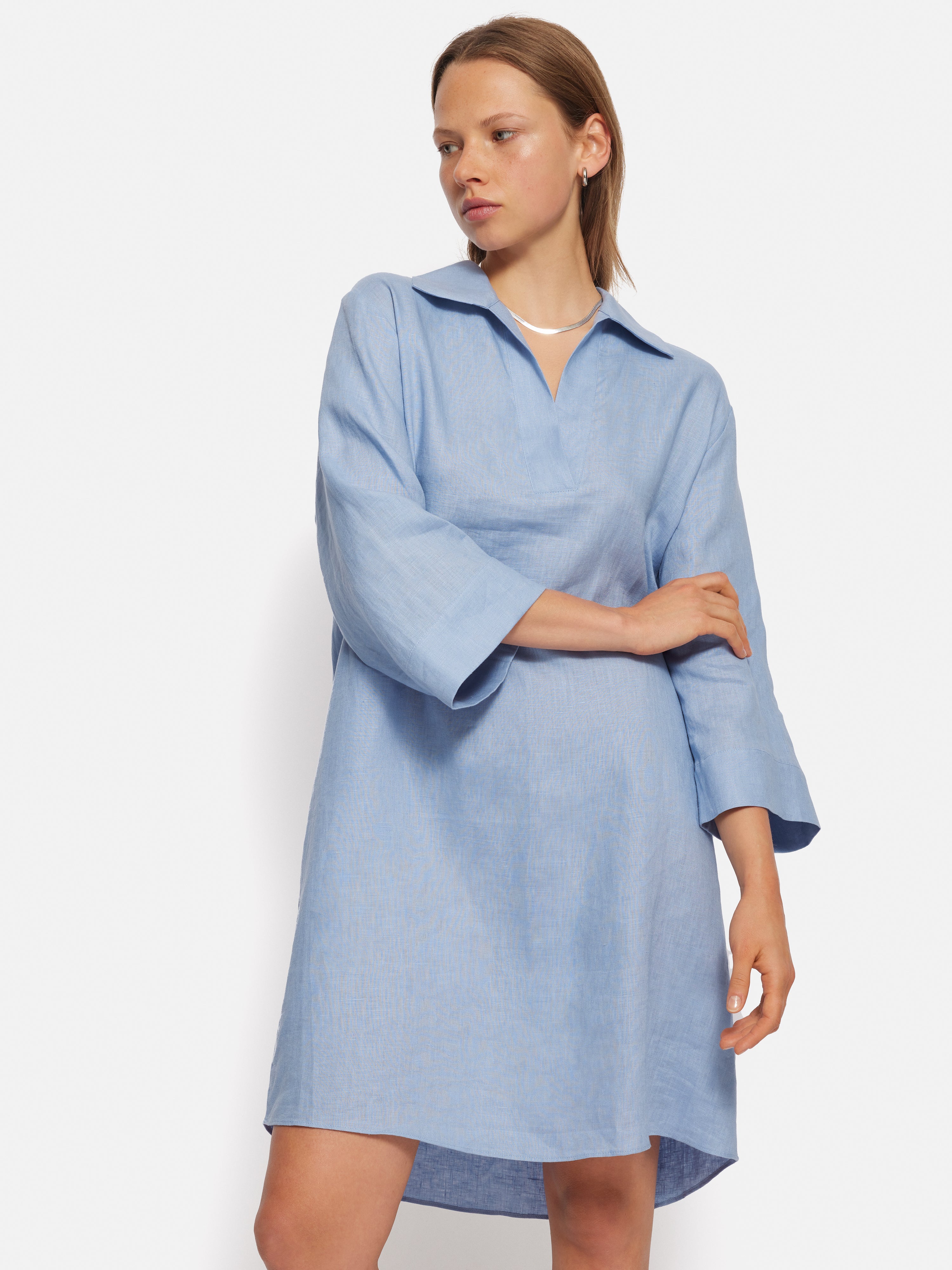 Stylish Blue Linen Tunic Shirt Dress for Women - Perfect for Summer Outfits, Beach Cover-ups & Casual Wear