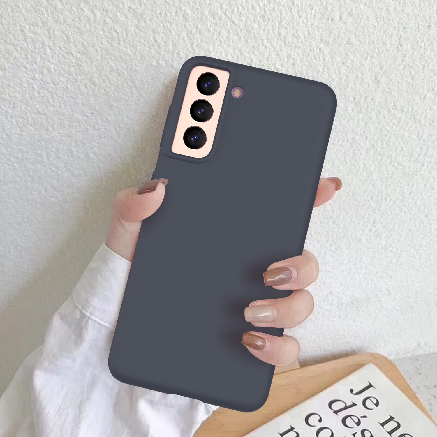 DEENAKIN Samsung Galaxy S21 Case - Soft Flexible Silicone Gel Cover, Shockproof Slim Fit Full Body Protective Phone Case (Dark Grey) - Perfect for Everyday Use, Work & Travel Protection