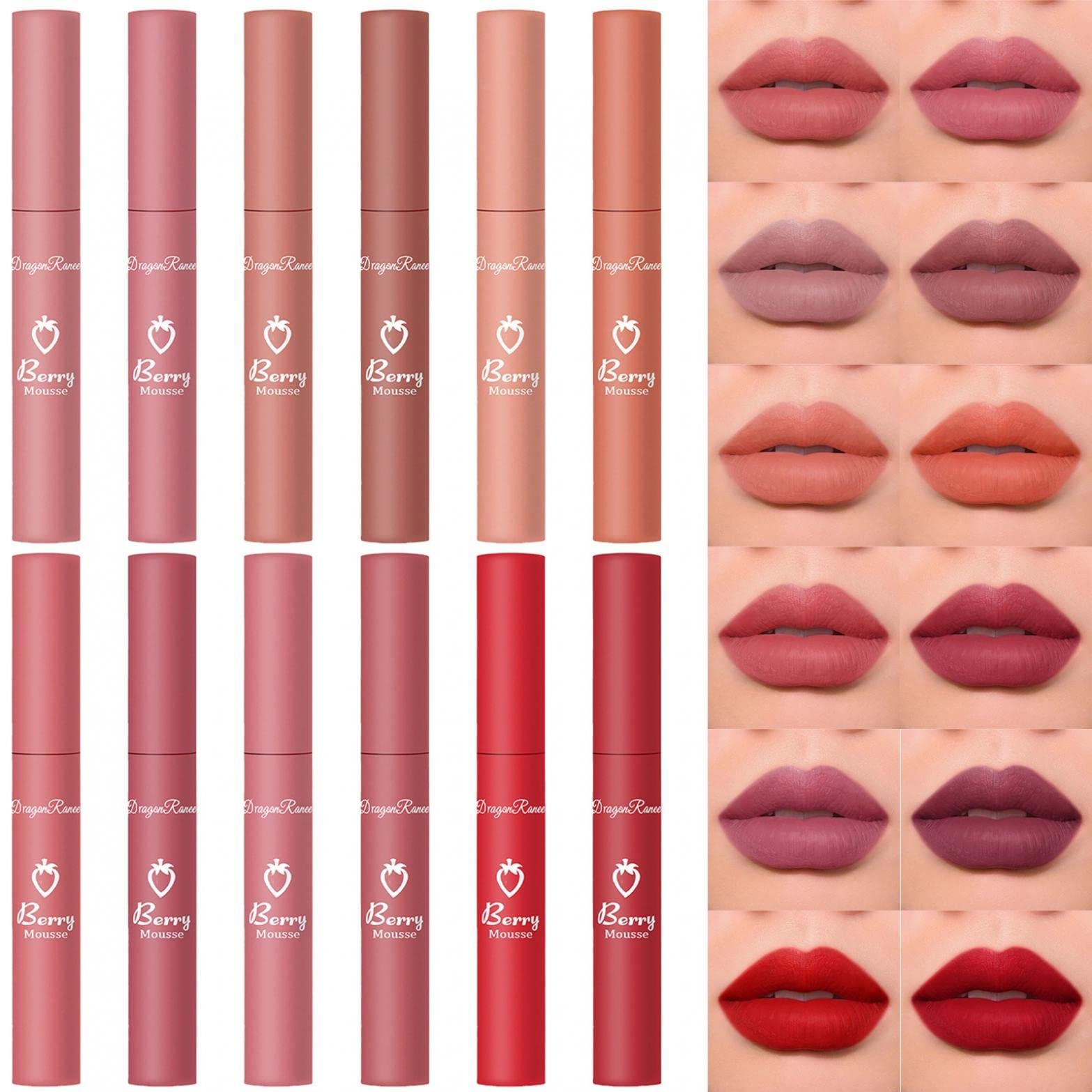 Zhenlik Sweet Matte Lip Glaze - Long Lasting Velvet Lipstick, Non-Fading & Non-Stick Cup Formula, 1PC Matte Lip Gloss for All-Day Wear | Perfect for Date Night, Office Makeup & Special Occasions