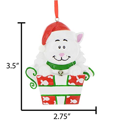 Personalized Cat Christmas Ornament 2024 - Custom White Cat Tree Decorations | Unique Gift for Cat Lovers | Pet-Themed Holiday Ornament Set by Elves | Perfect for Christmas Tree Decor & Cat Enthusiast Presents