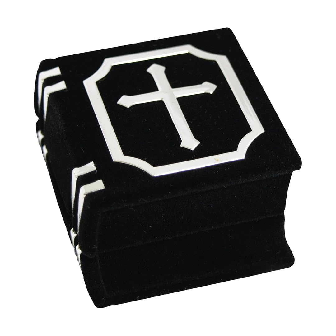 1.87x2x1.62 Inch Black Velvet Bible-Shaped Jewelry Box - Religious Jewelry Storage Organizer for Rings & Earrings | Perfect for Christian Gifts, Weddings, Baptisms & Church Celebrations | Elegant Gift Box for Religious Ceremonies & Special Occasions