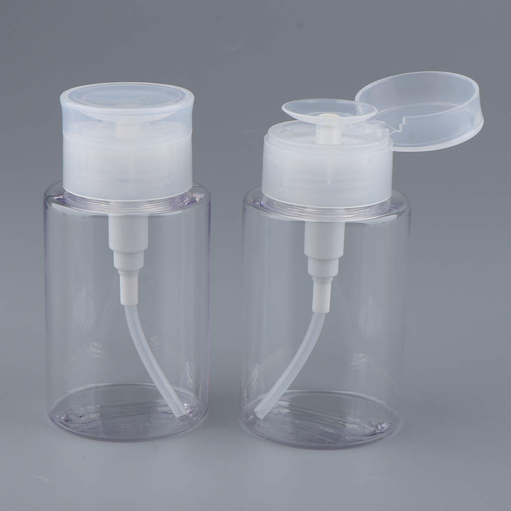 2-Pack Clear 150ml Pump Dispenser Bottles for Liquid Soap, Alcohol & Hand Sanitizer - Push Down Dispenser for Bathroom, Kitchen & Office Use